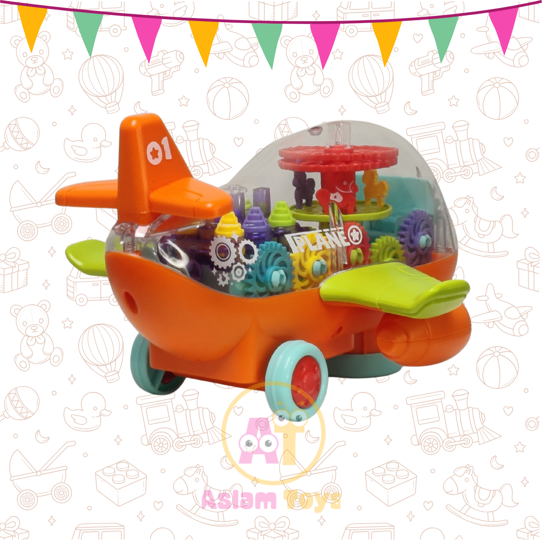 Gear-Gear Airplane – Musical Bump & Go Toy with Rotating Lights & Gears