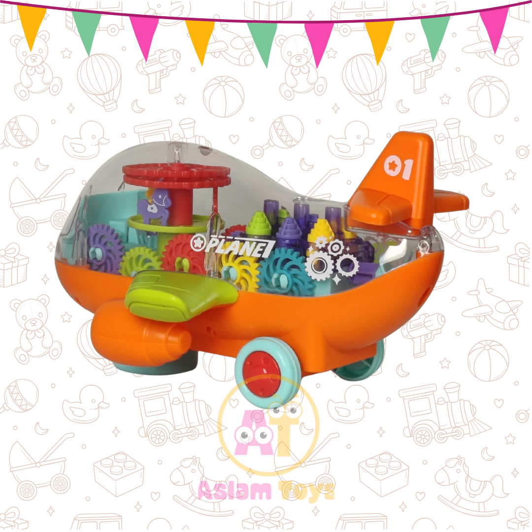 Gear-Gear Airplane – Musical Bump & Go Toy with Rotating Lights & Gears