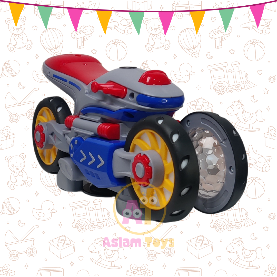 360° STOP MOTOR – Electric Rotating Toy Bike with Lights &amp; Sound