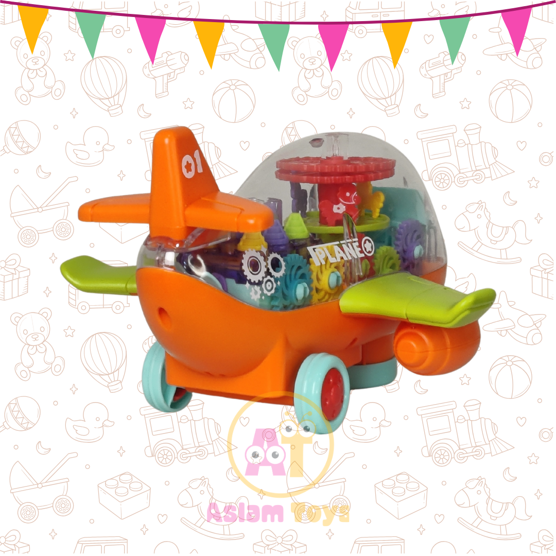 Gear-Gear Airplane – Musical Bump & Go Toy with Rotating Lights & Gears
