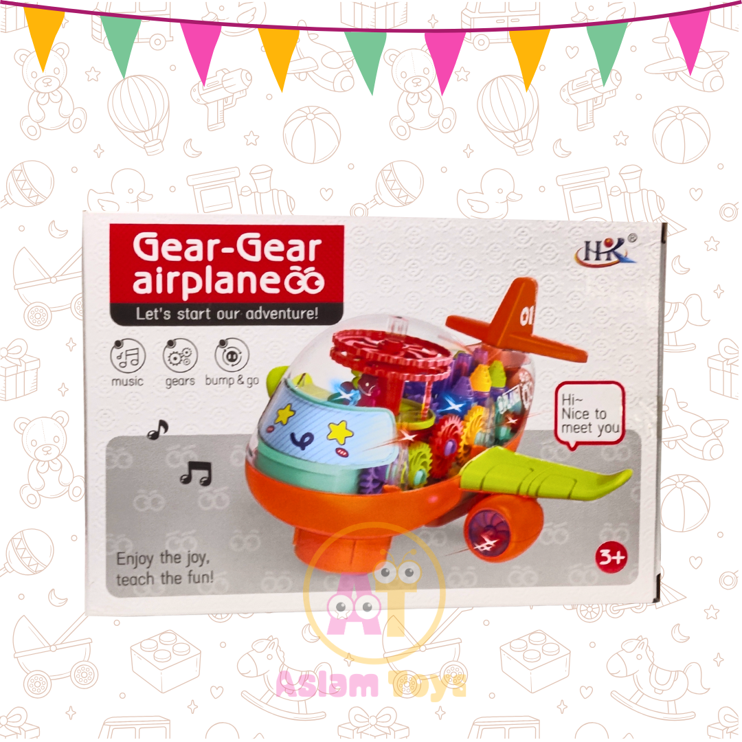 Gear-Gear Airplane – Musical Bump & Go Toy with Rotating Lights & Gears