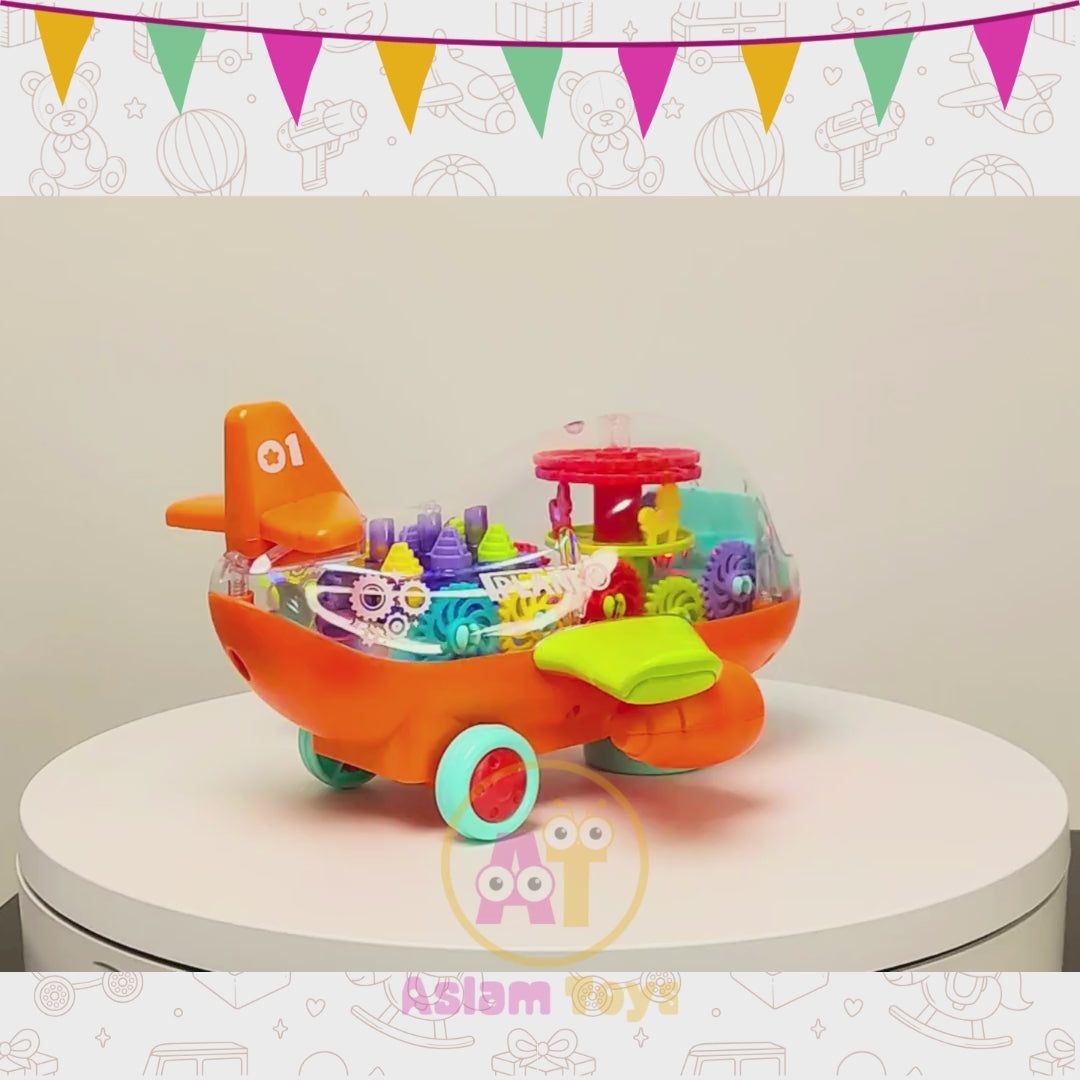 Gear-Gear Airplane – Musical Bump & Go Toy with Rotating Lights & Gears